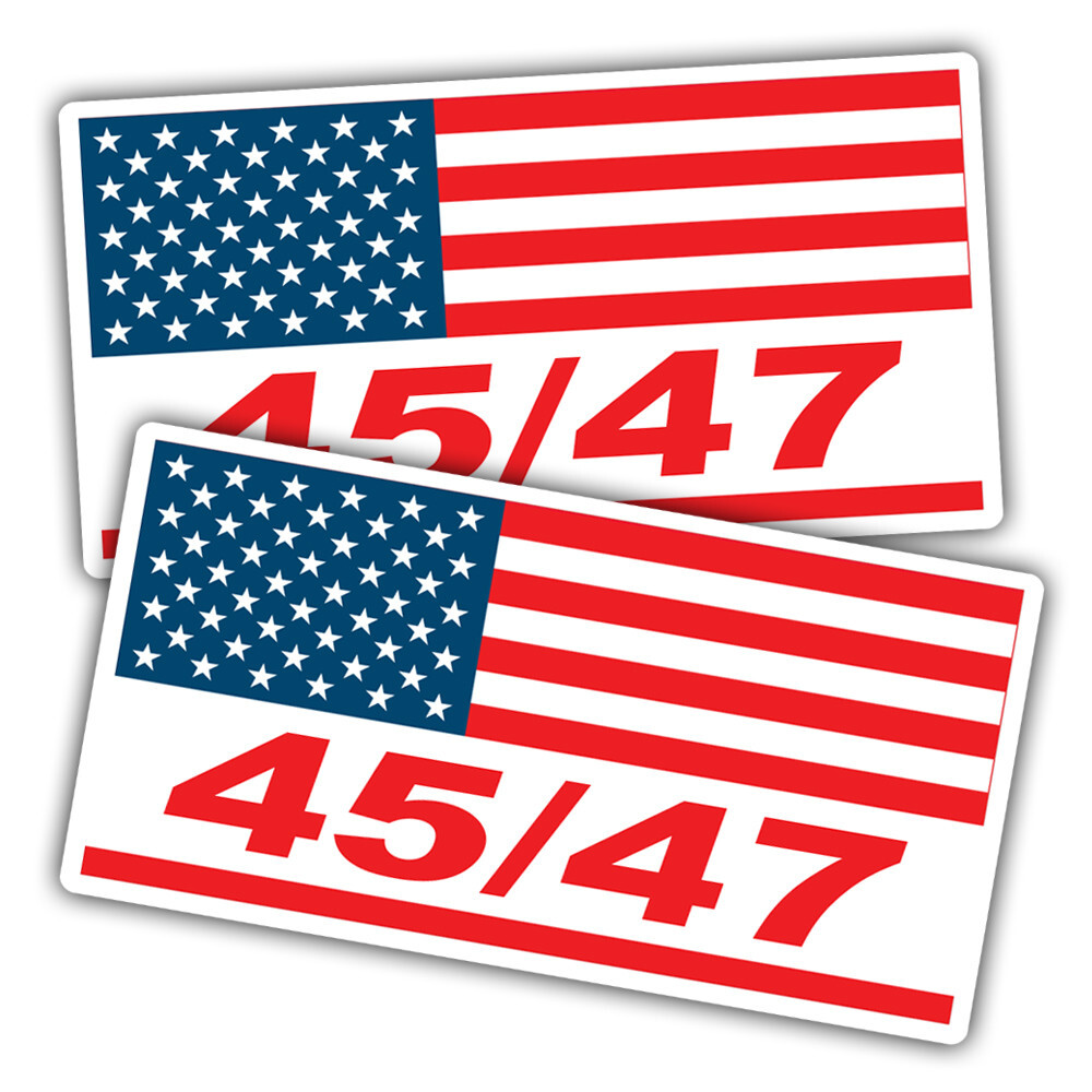 Trump American Flag stickers 45/47 President car phone USA hard hat sticker 2pk