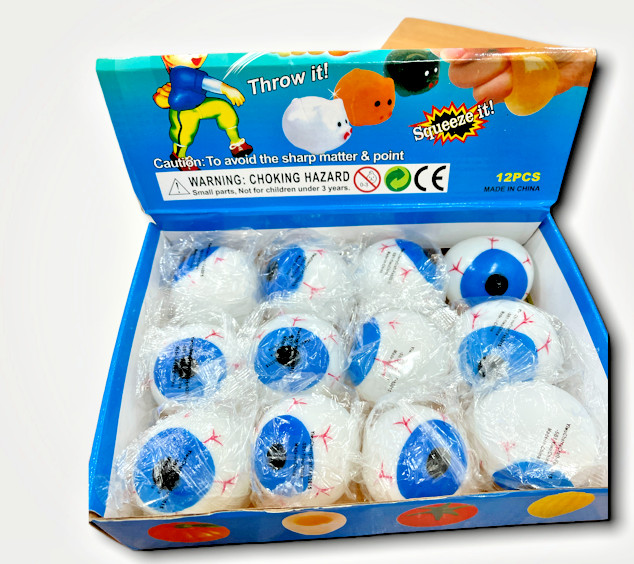Happy Splat Ball Eyeball Squishy Stretchy Pool Party Toy New 12 Pack in a Box