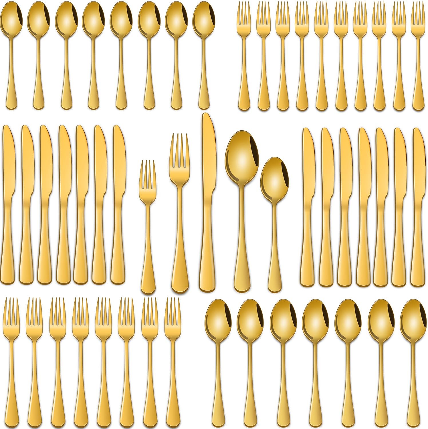 DEHOV 30 PCs Gold Flatware Sets Service For 6 Person,Shiny Gold Stainless Ste...