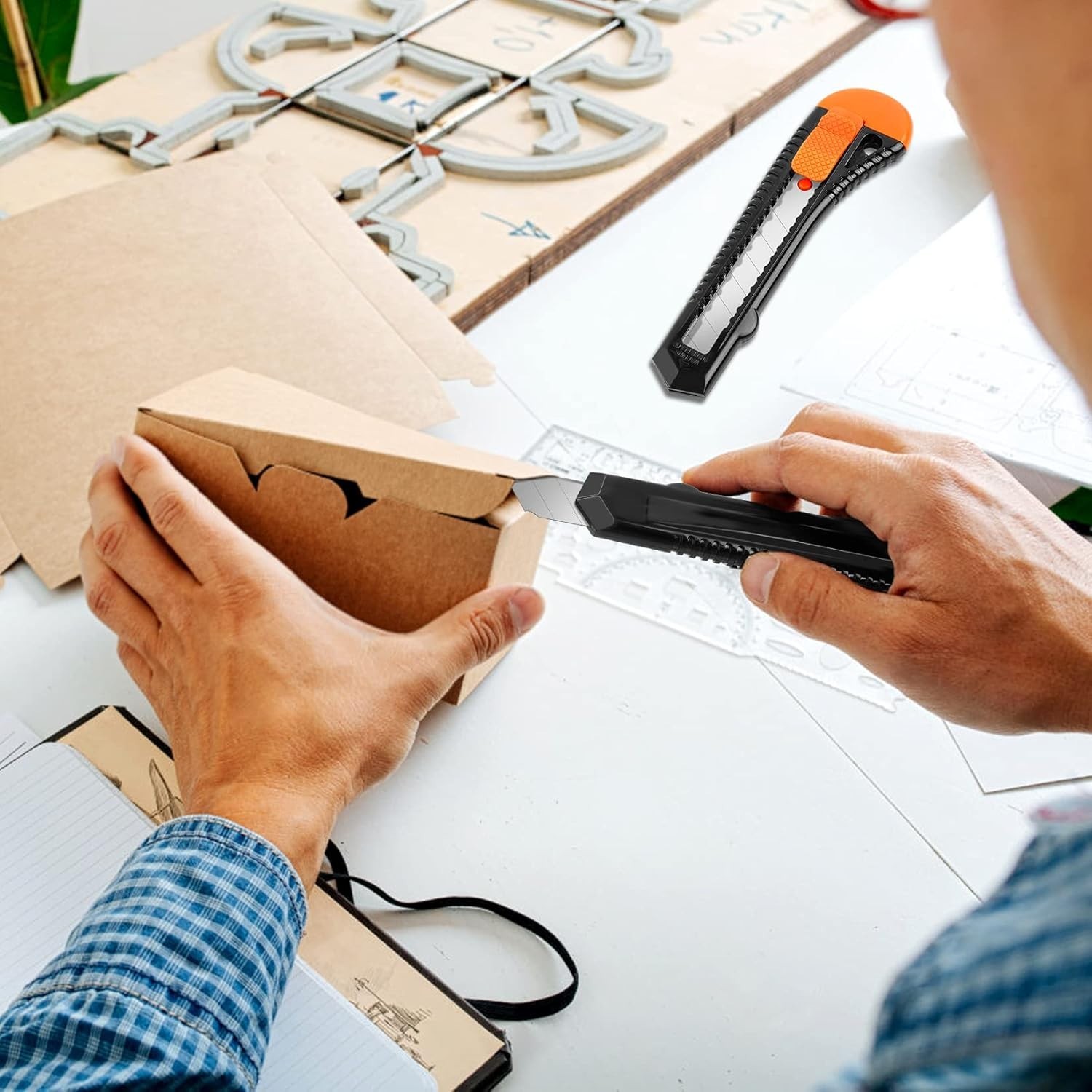 DIYSELF 12-Pack Box Cutters, Disposable Utility Knife, Box Cutter Retractable