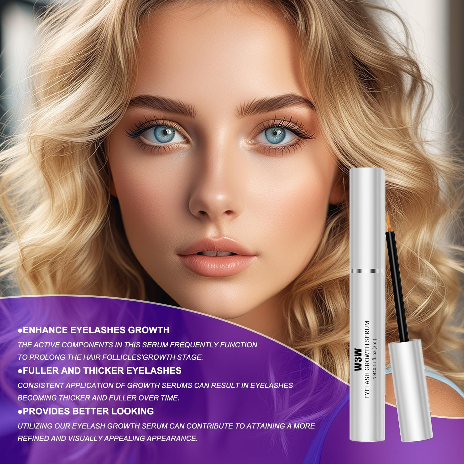 Lash Serum- Rapid Eyelash Growth Serum for Tronger, Healthier Lashes & Brows, Ve