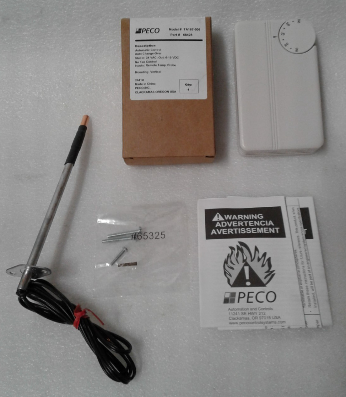 PECO TA167-006 Electronic Thermostat 24 VAC 0-10 VDC 68428 - New in Box