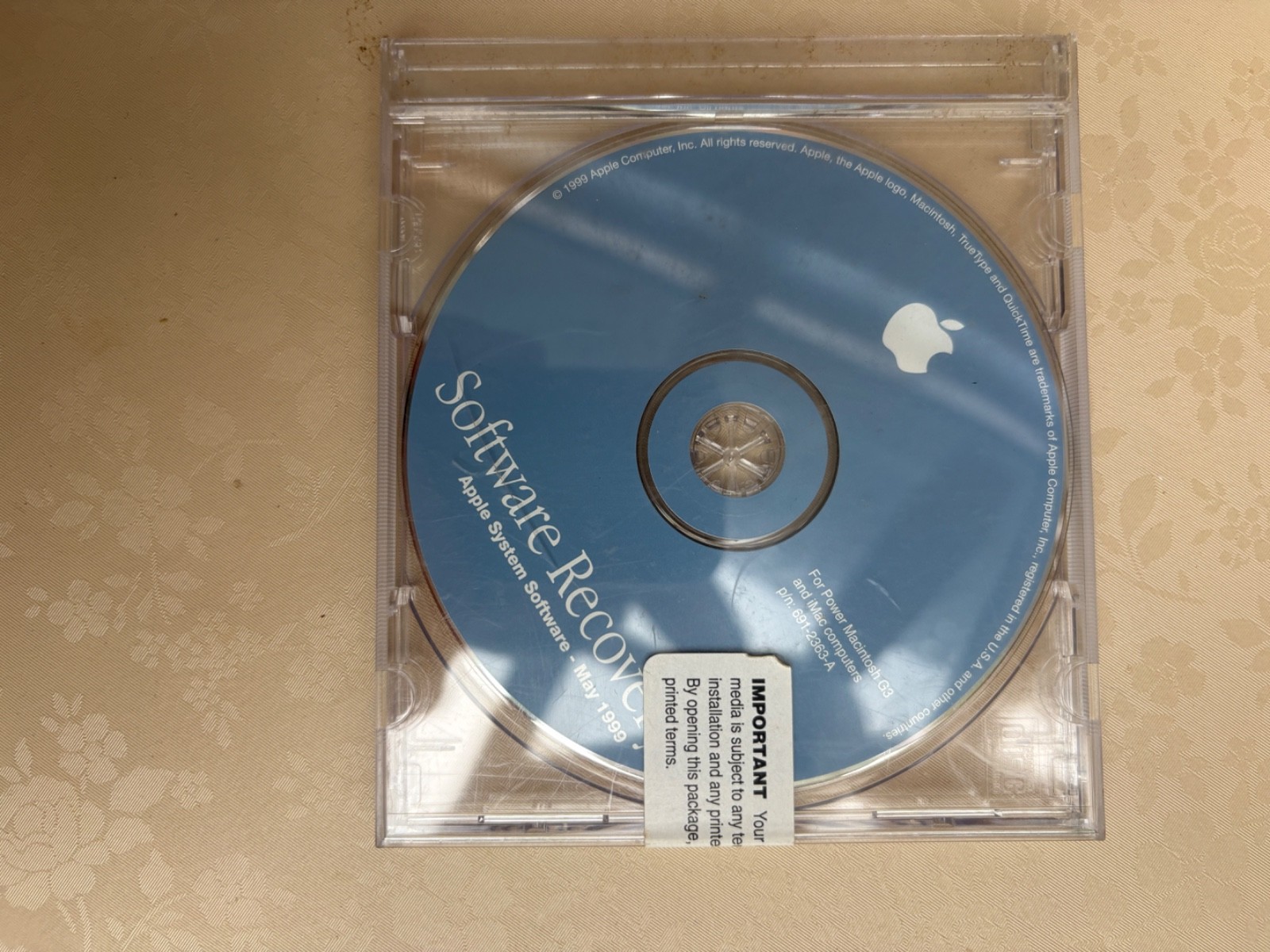 1999 APPLE SYSTEM SOFTWARE RECOVERY POWER MACINTOSH G3