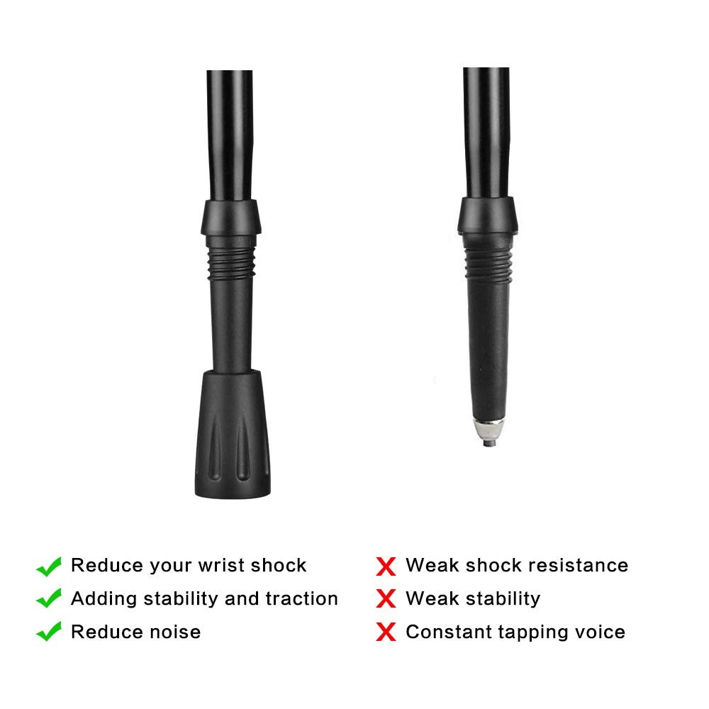 16 Pack Rubber Tips for Walking Sticks, Trekking Pole Replacement, Protectors