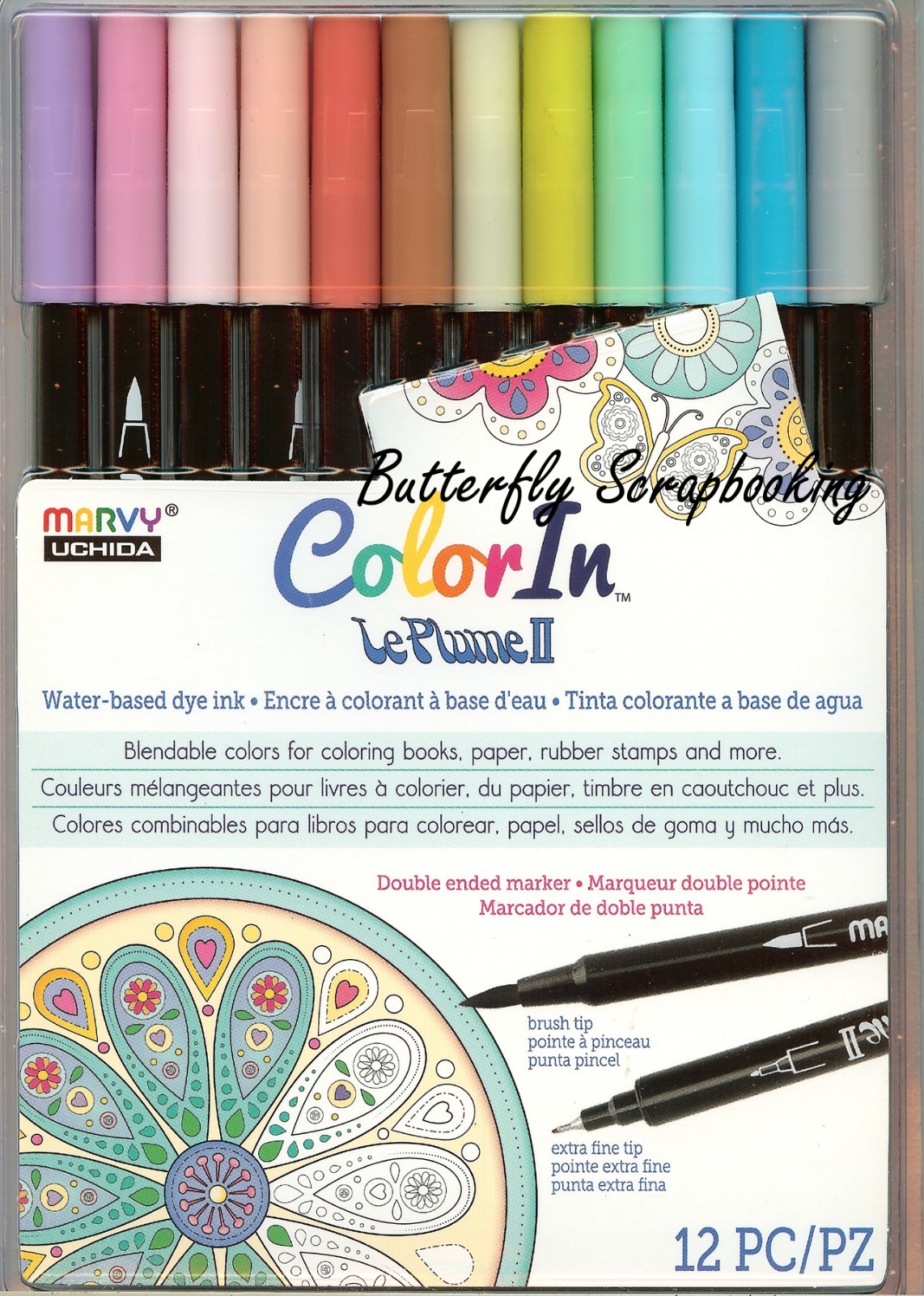 Watercolor MARKER SET 12 Double Ended Marvy Le Plume Set Pastel 1122-12K New