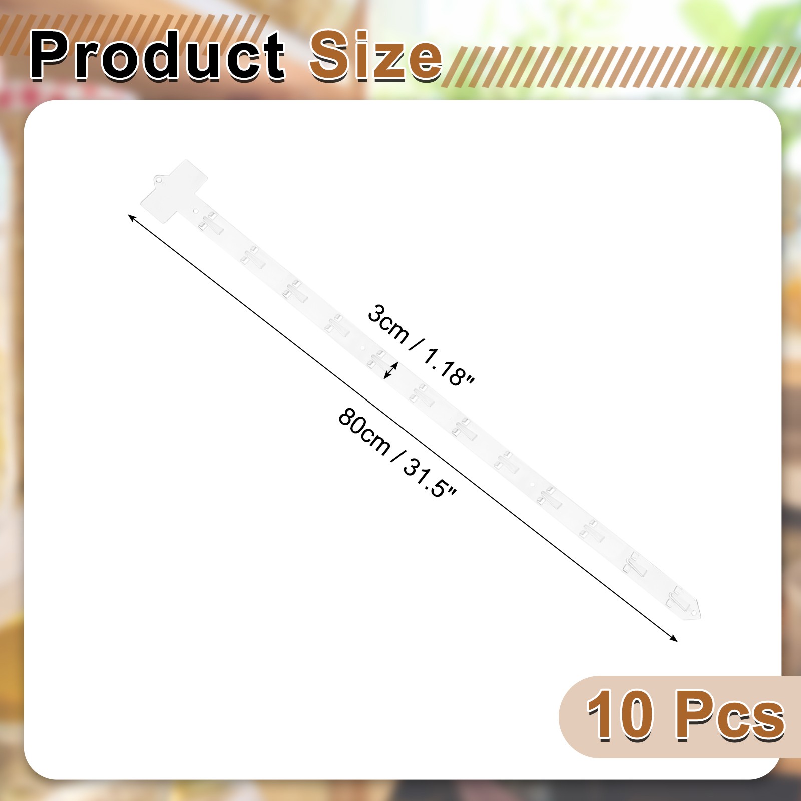 10Pcs Hanging Merchandise Strips, 31.5" Display Rack Stand, Clear