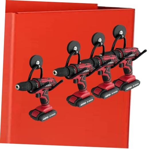 4 Pack Strong Garage Magnetic Hooks, Power Tool Organizer Rack, Heavy Duty