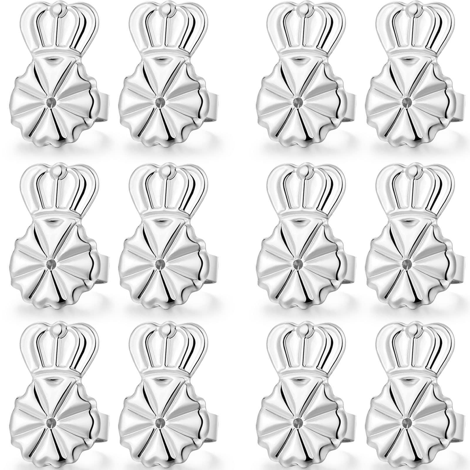 6 Pairs 925 Sterling Silver Earring Backs Lifters for Droopy Ears, Adjustable...