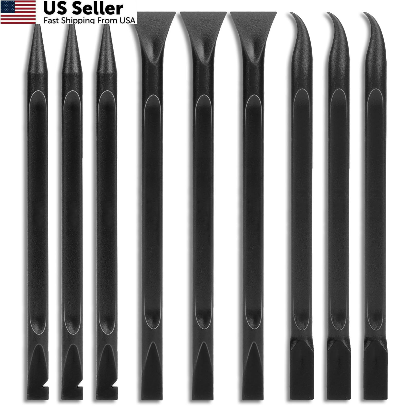 9pc Crevice Cleaning Tool Set Carbon Fiber Scraper Car Detailing Gap Brush New