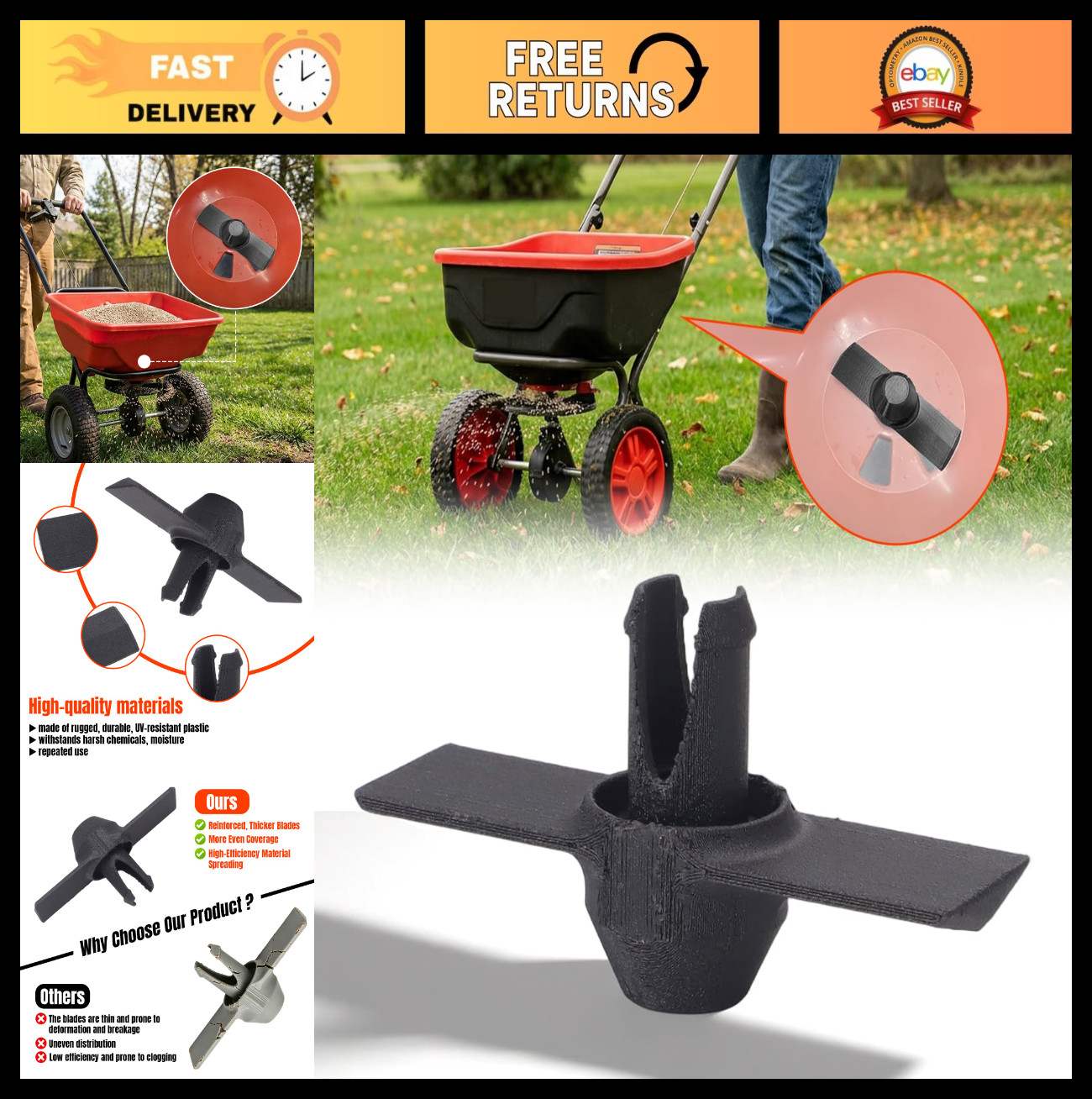 Upgraded Agitator for Even Seed & Fertilizer Dispersion - Garden Tool Accessory
