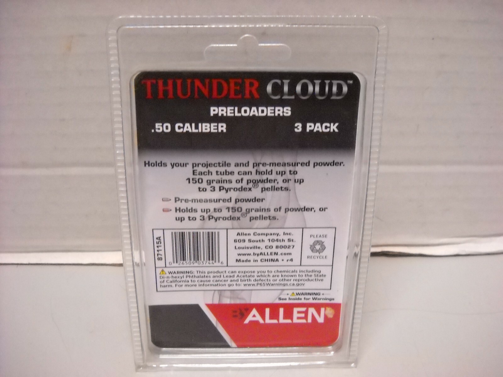 Thunder Cloud Preloaders .50 Caliber 3 Pack Powder or Pellets New in Package