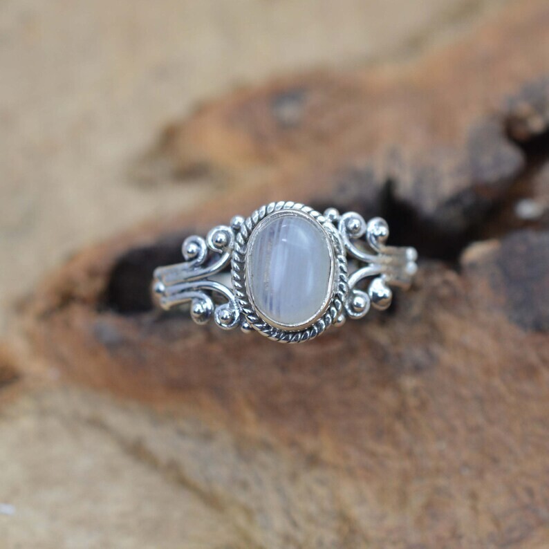 Rainbow Moonstone Ring 925 Sterling silver Band & Statement Handmade All Size