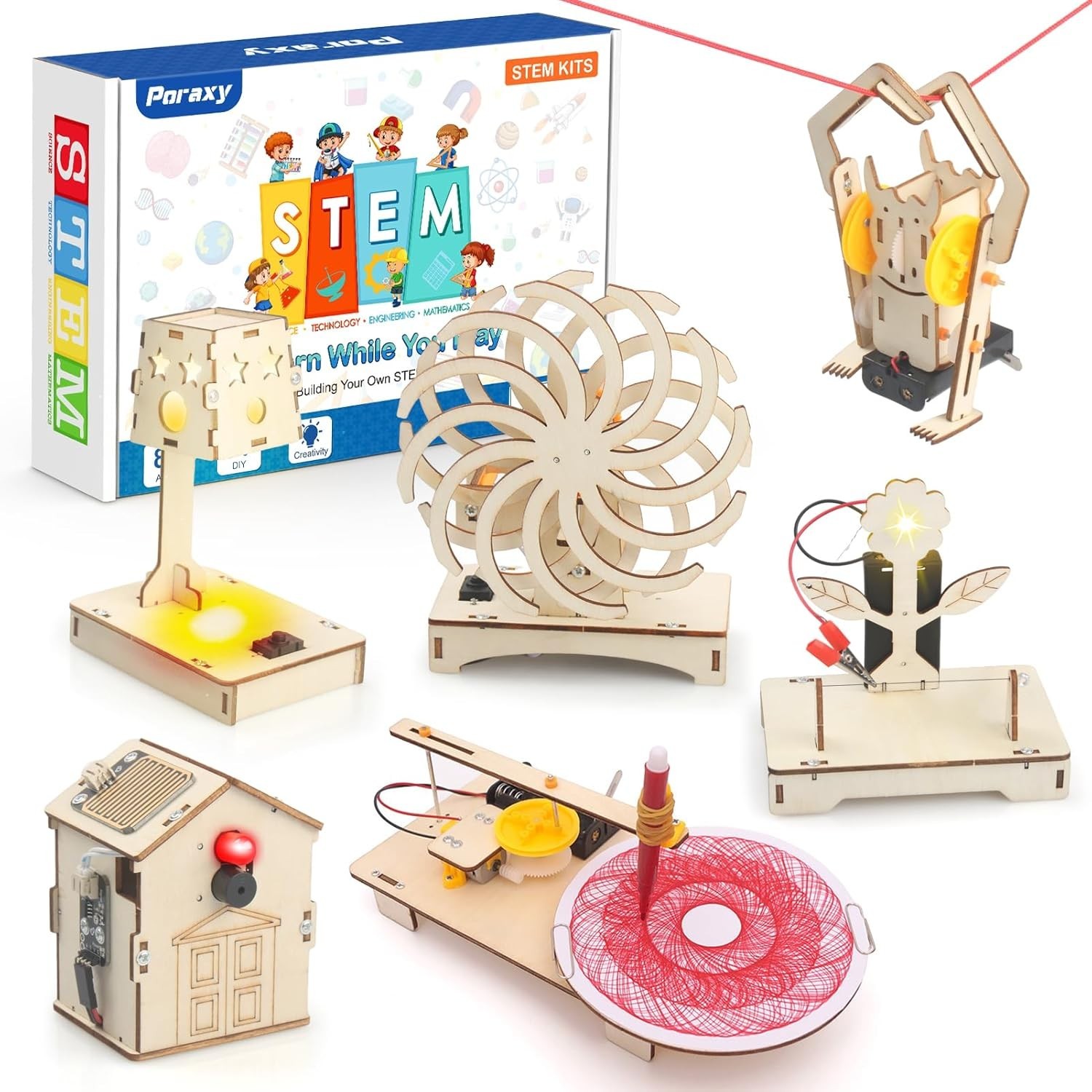6 in 1 STEM Toys for Kids Ages 8-12, STEM Kits, 3D Wooden Puzzles, Educational S
