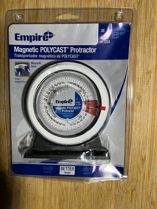 Empire 36 Magnetic Polycast Protractor – 360° Dial, Adjustable Pointer