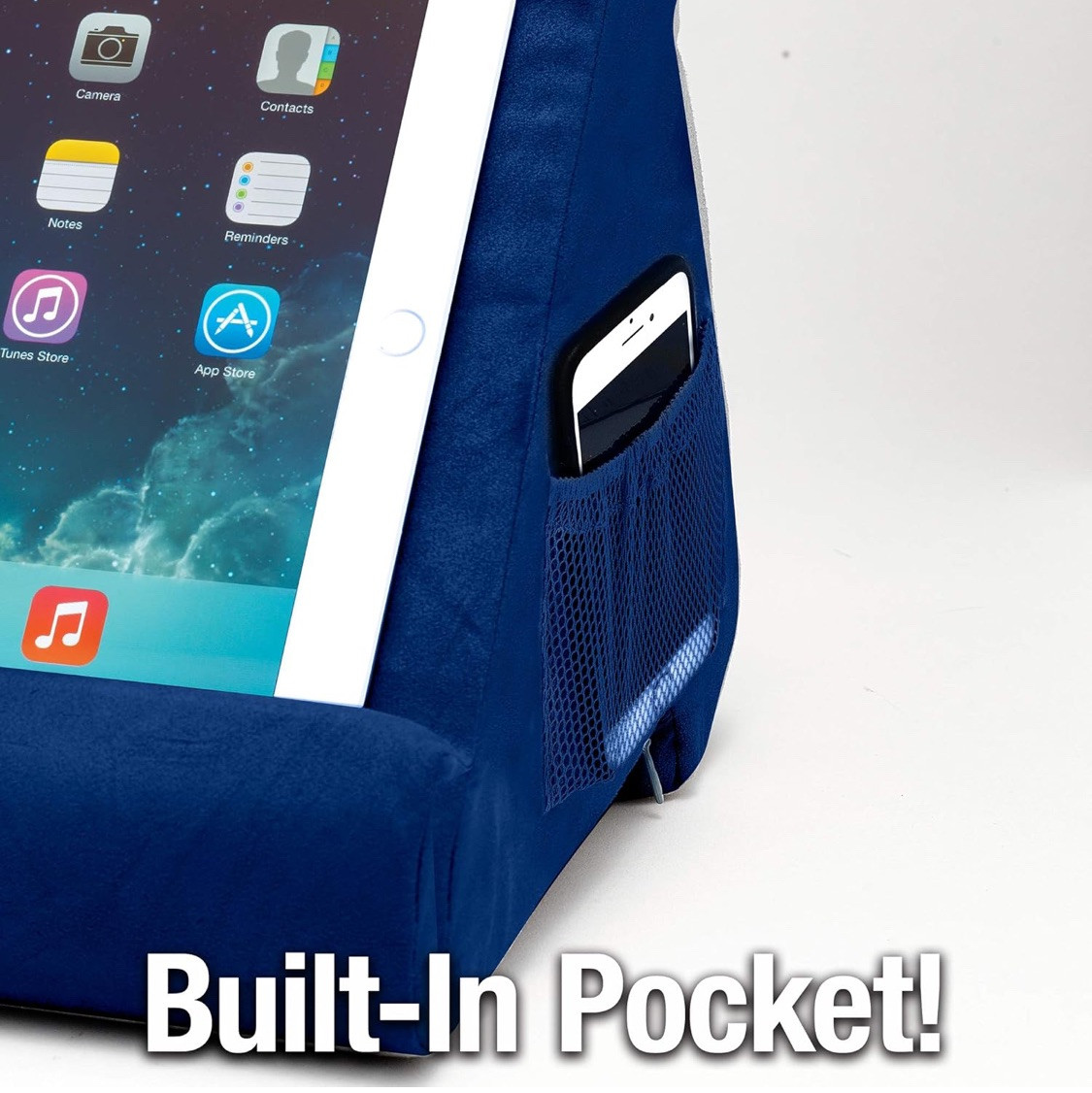 Ontel Pillow Pad Multi Angles Soft Tablet Stand Blue Deluxe