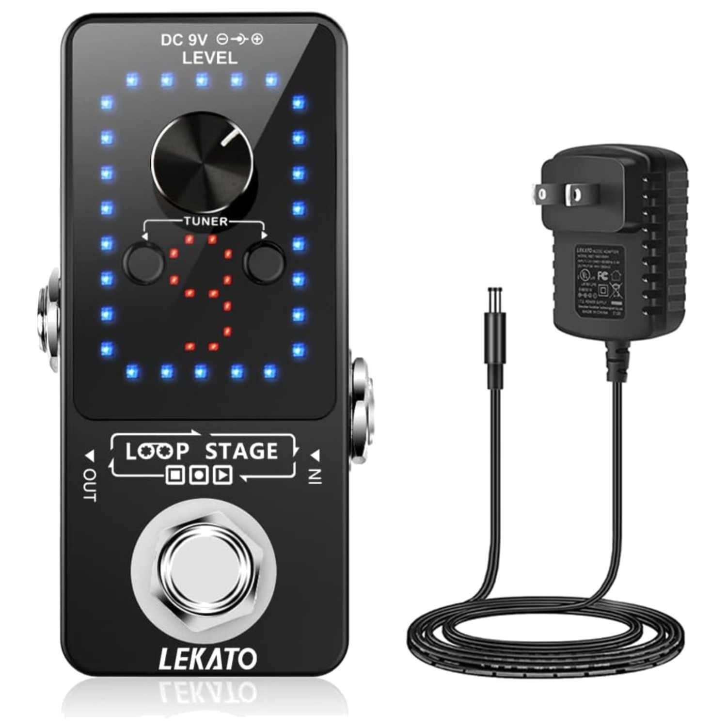 Guitar Looper Effect Pedal - 9 Loops, 40min Record Time, USB