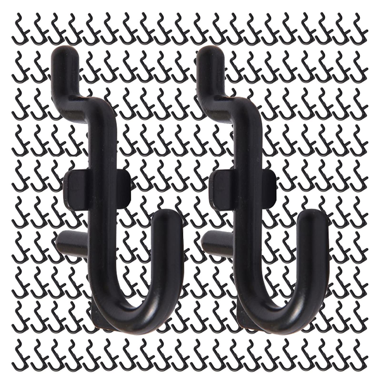 Jucoan 200 Pack Pegboard Hooks, J Shape Peg Hooks for 1/4 Pegboard, Black Plasti