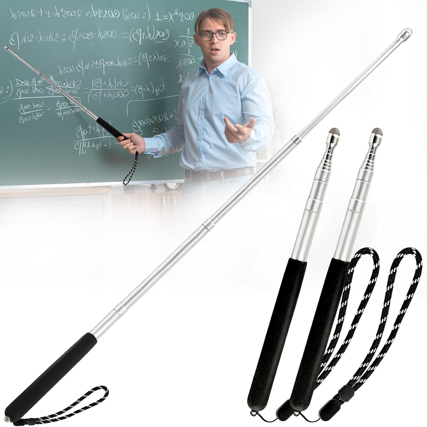 Retractable Pointer for Teachers-37.7" Telescoping Stylus Pen for Touchscreen...