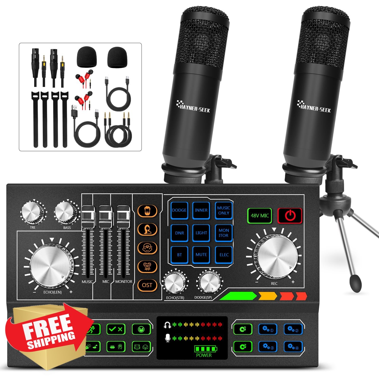 Podcast Bundle, Audio Interface, Voice Changer, BT, 48V