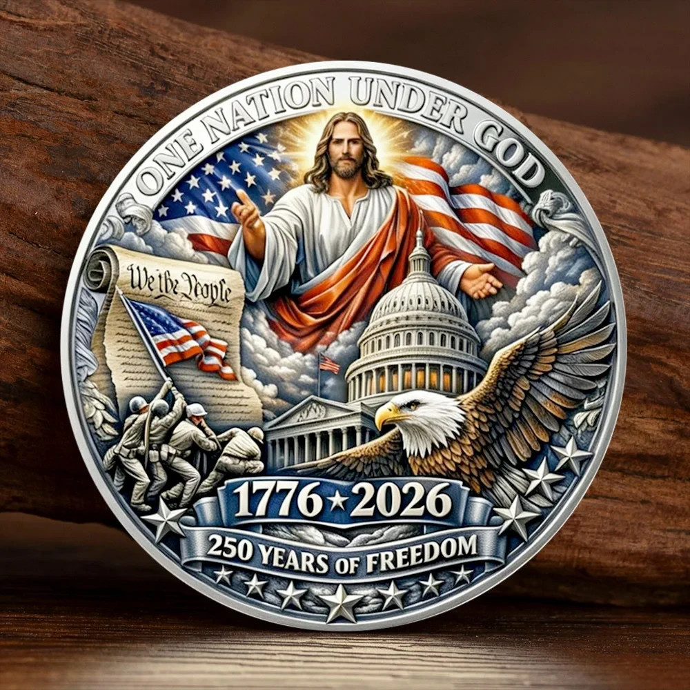 USA 250th Anniversary 1776-2026 Founding Fathers Liberty Eagle Coin Collectible