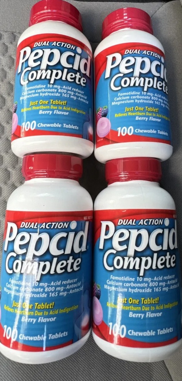 Pepcid Complete 10mg, Berry, 100 Chewable Tablets x4 400 Total EXP 2027