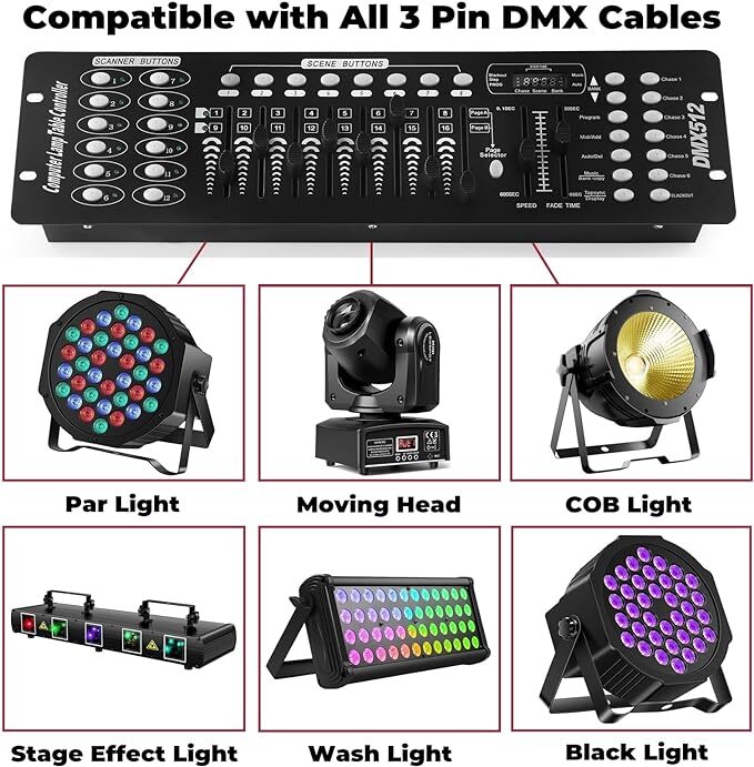 DMX 192 Channel Operator Console Controller Lighting Mixer Board For Stage Light