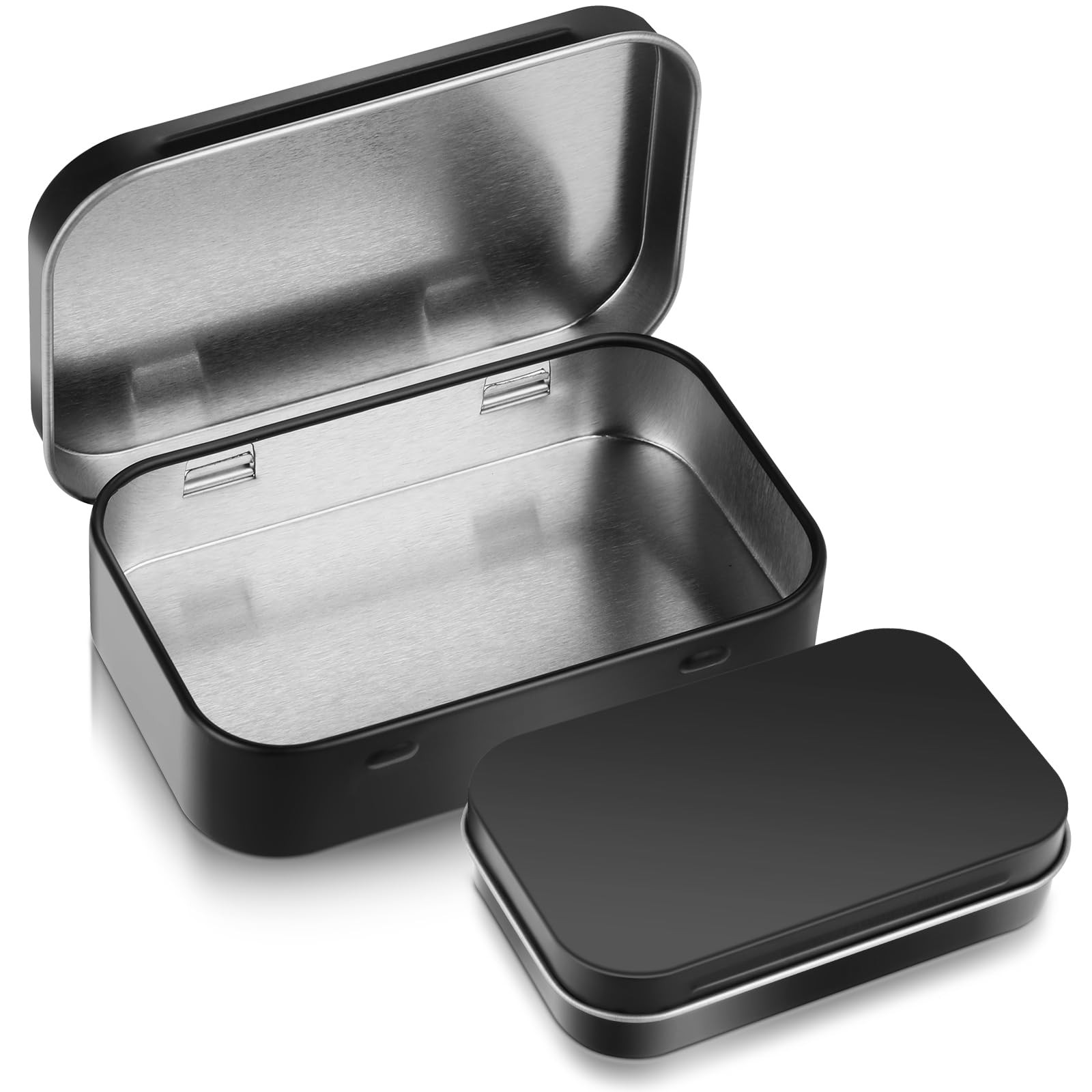 Ouligay Black Metal Rectangular Empty Hinged Tins Metal Tin Box Small Tins wi...