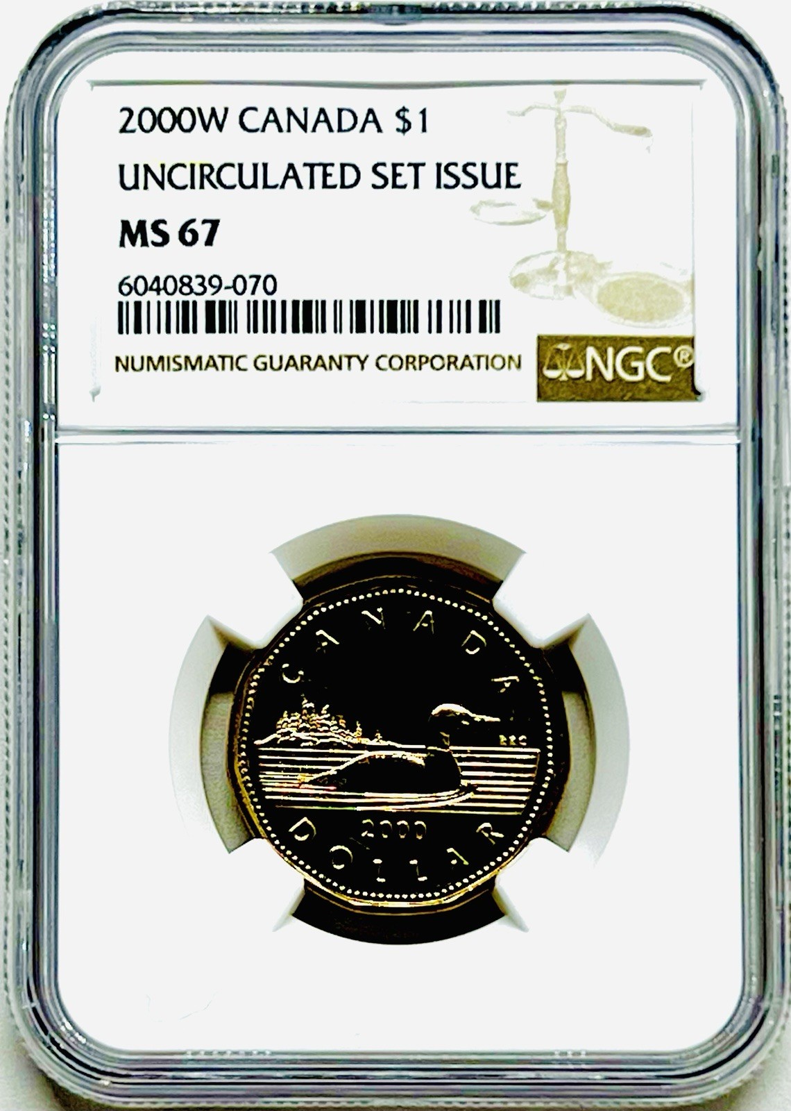 2000 W MINT MARK CANADA $1 LOONIE NGC MS67 UNCIRCULATED LOON RARE (POP=7)