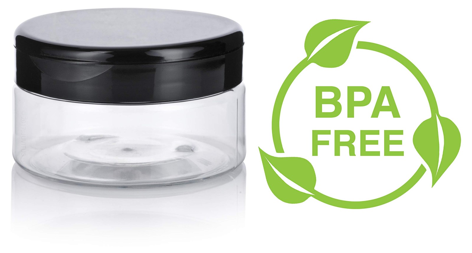 6 PCS 8 Oz Clear PET Plastic Refillable Low Profile Jar With Black Flip Top