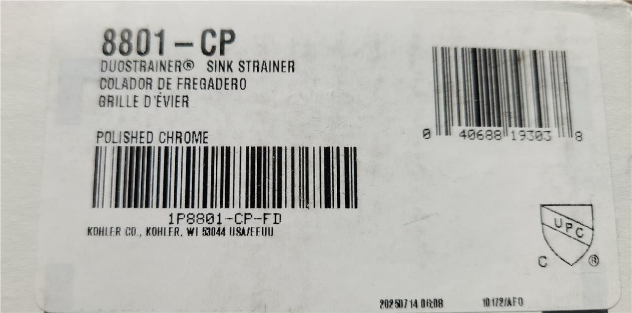 Kohler 8801-CPDuostriner Sink Strainer in Polished Chrome - NEW