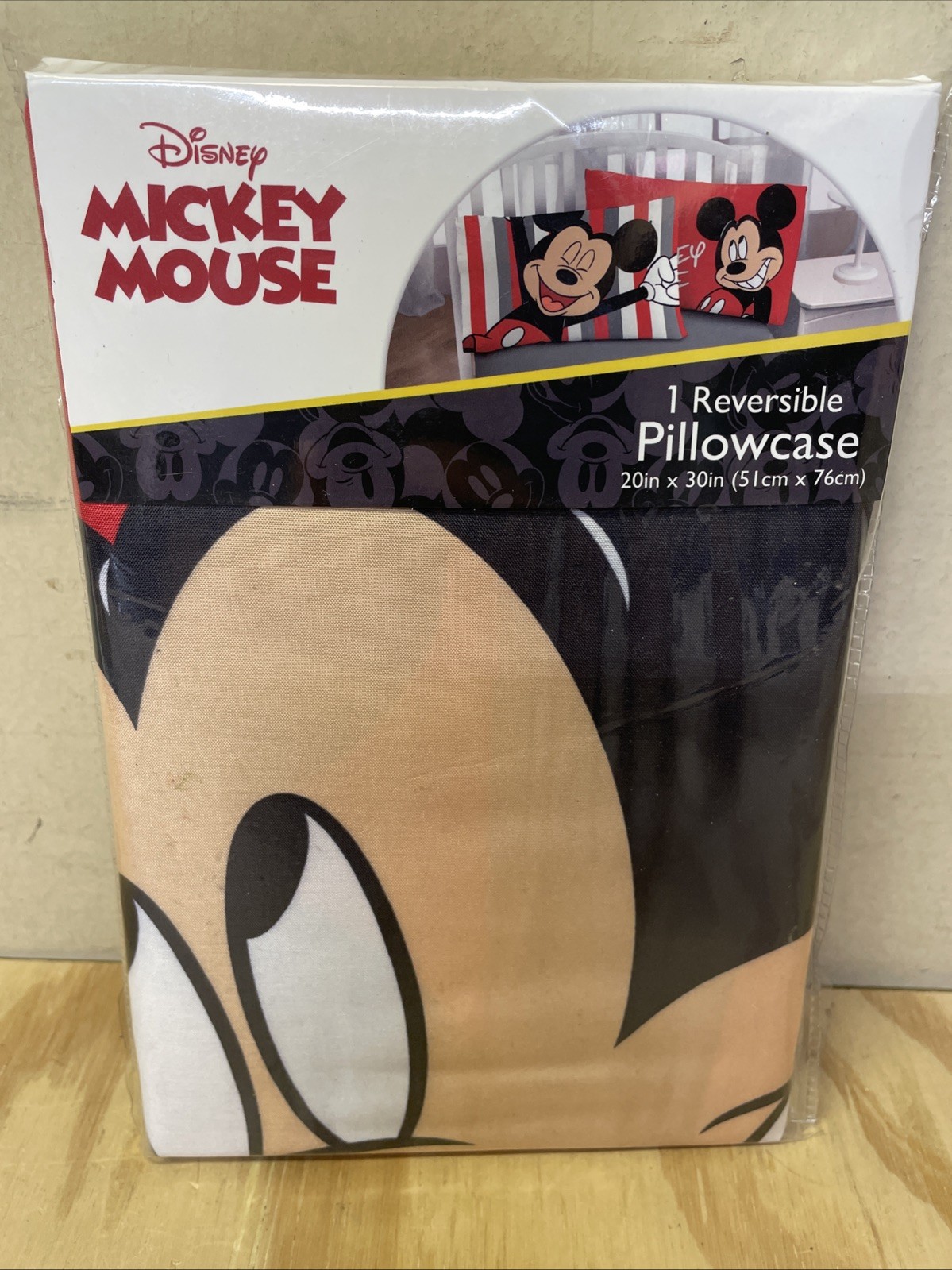 Disney Mickey Mouse Reversible Pillowcase 1 Piece 20"x30" New In Package