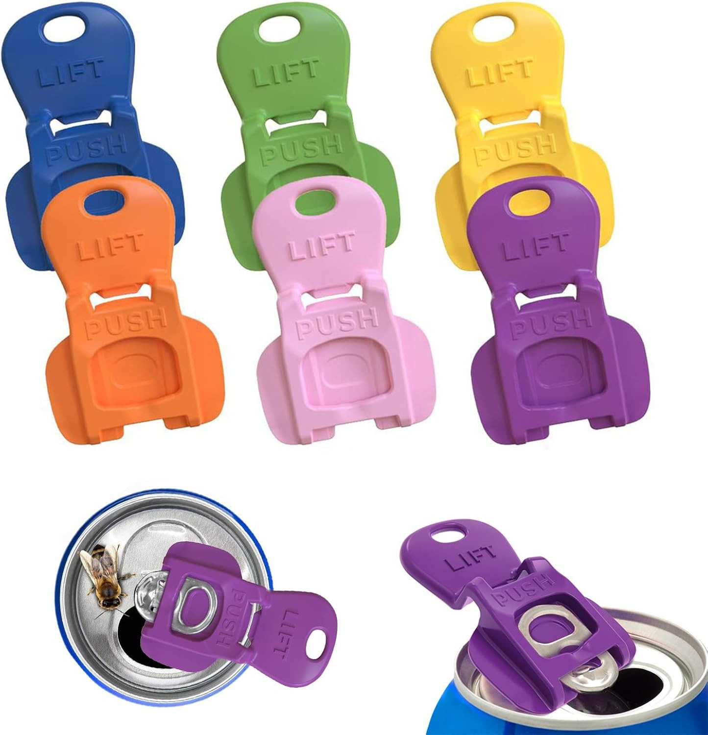6PCS Colorful Can Tab Openers & Leak-Proof Drink Covers – One-Hand Soda Can Open