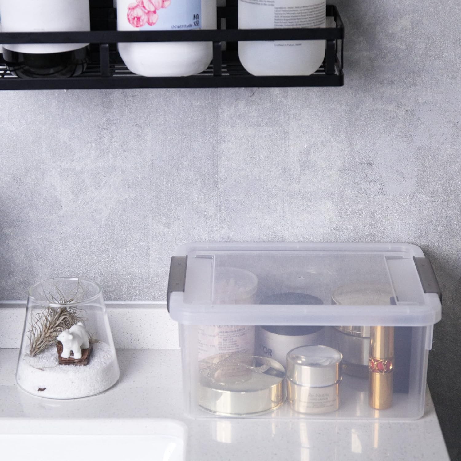 3.2 Qt Clear Storage Bins with/ Lids Stackable Organizer 6 Pack