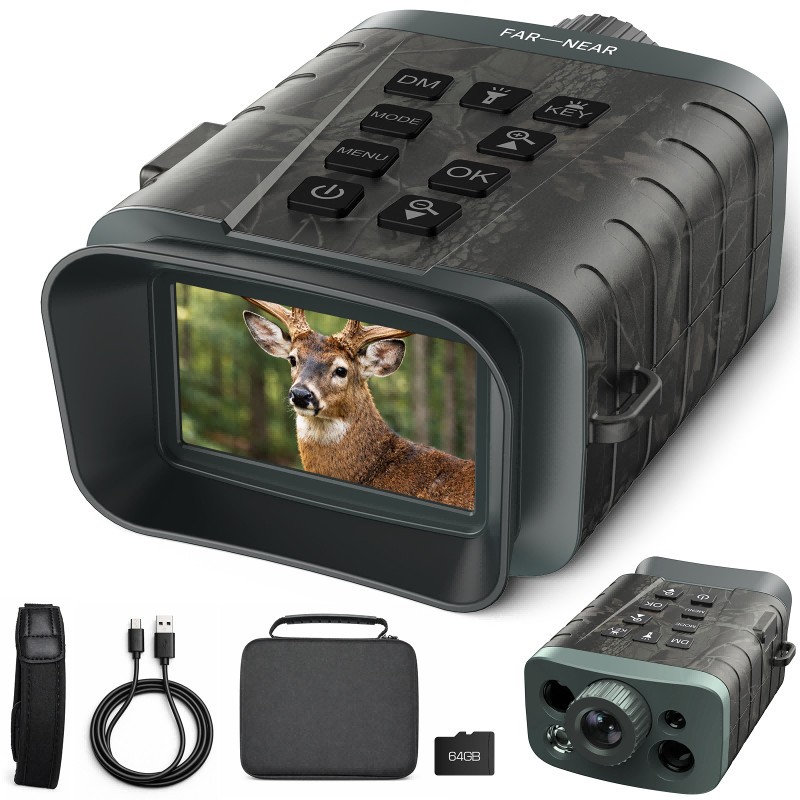 4K Rangefinder Night Vision Goggles  Digital Infrared Binoculars for Hunting 64G
