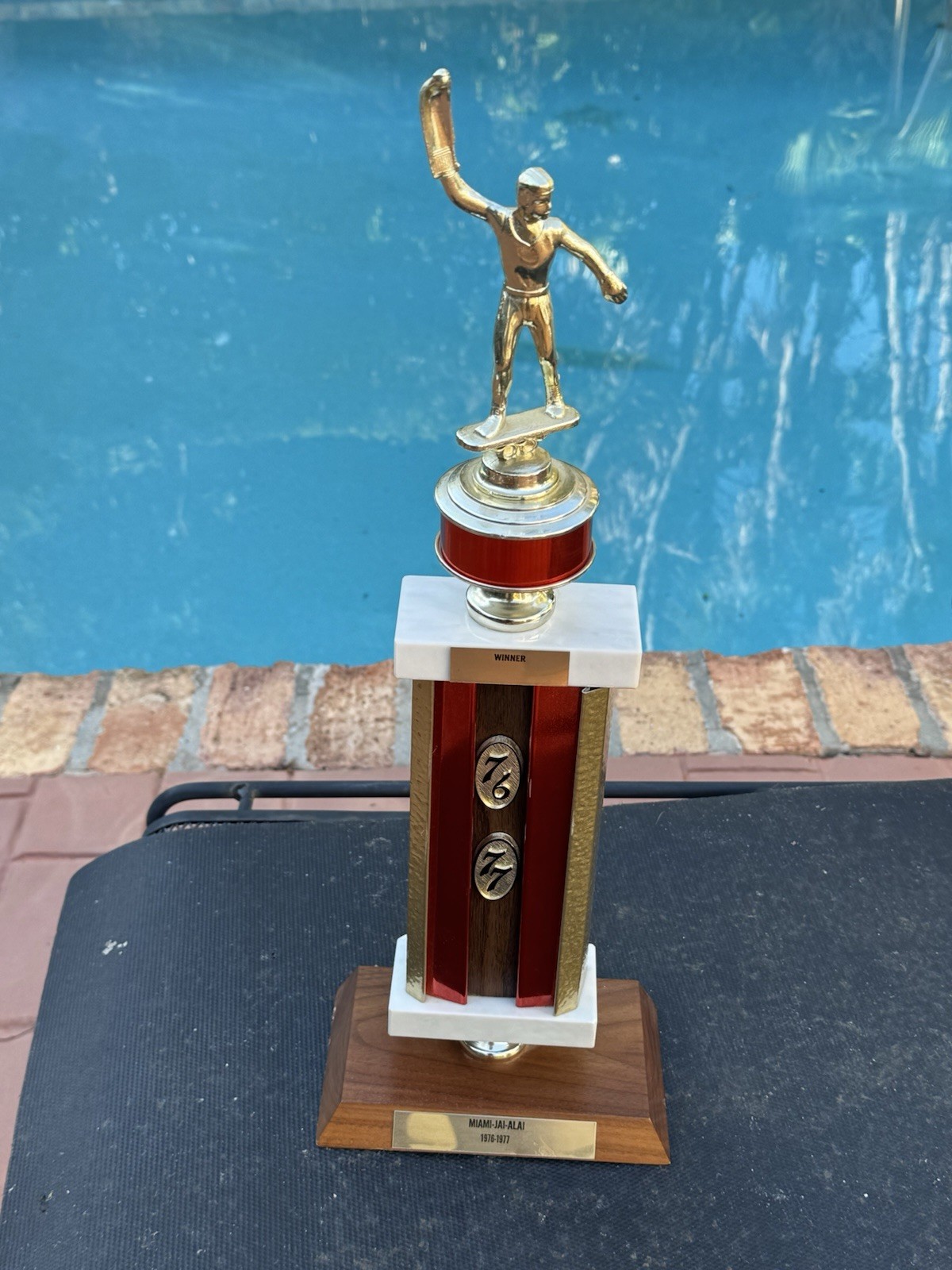 Rare 1976 - 1977 Miami Jai Alai “Winner” Trophy “Joey” Cornblit - Hall of Fame