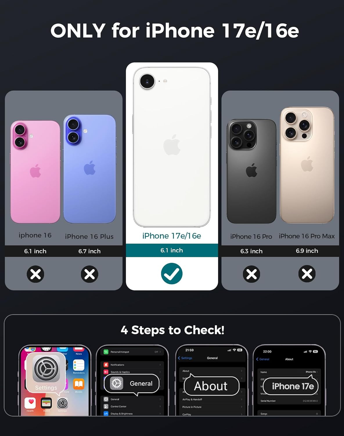 for Iphone 17E/16E Case with Privacy Tempered Glass Screen Protector, Compatible