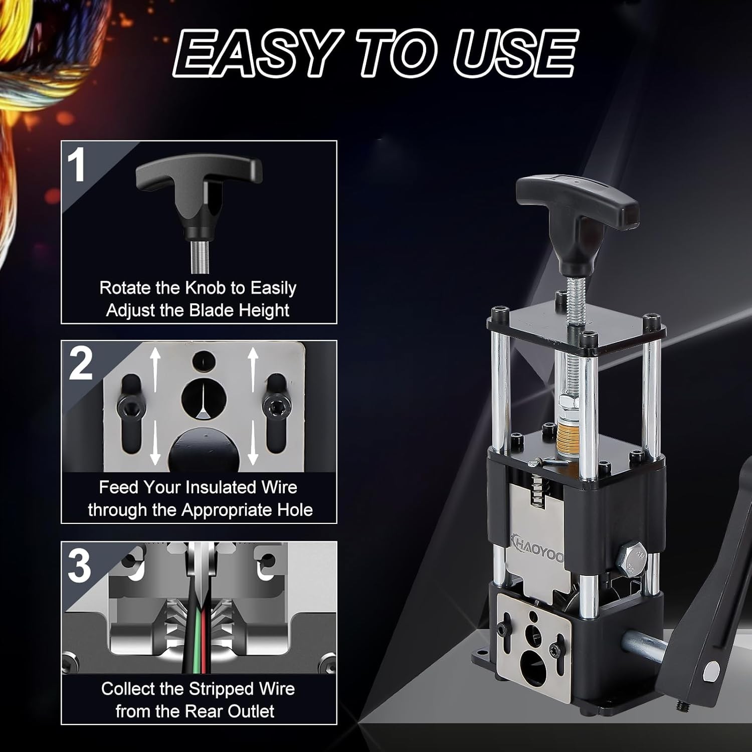 Wire Stripper Machine for 0.06"-1"(1.5~25 mm) Scrap Wire, Wire Stripping Tool