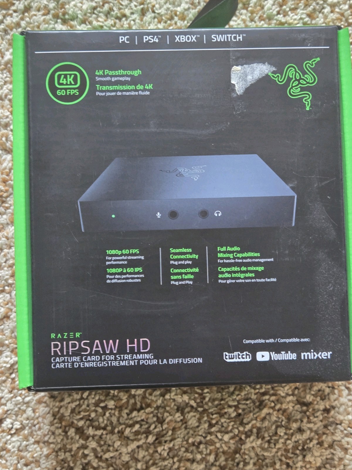 Razer Ripsaw HD Game Streaming Capture Card (New Sealed) 4K, 1080p @ 60fps