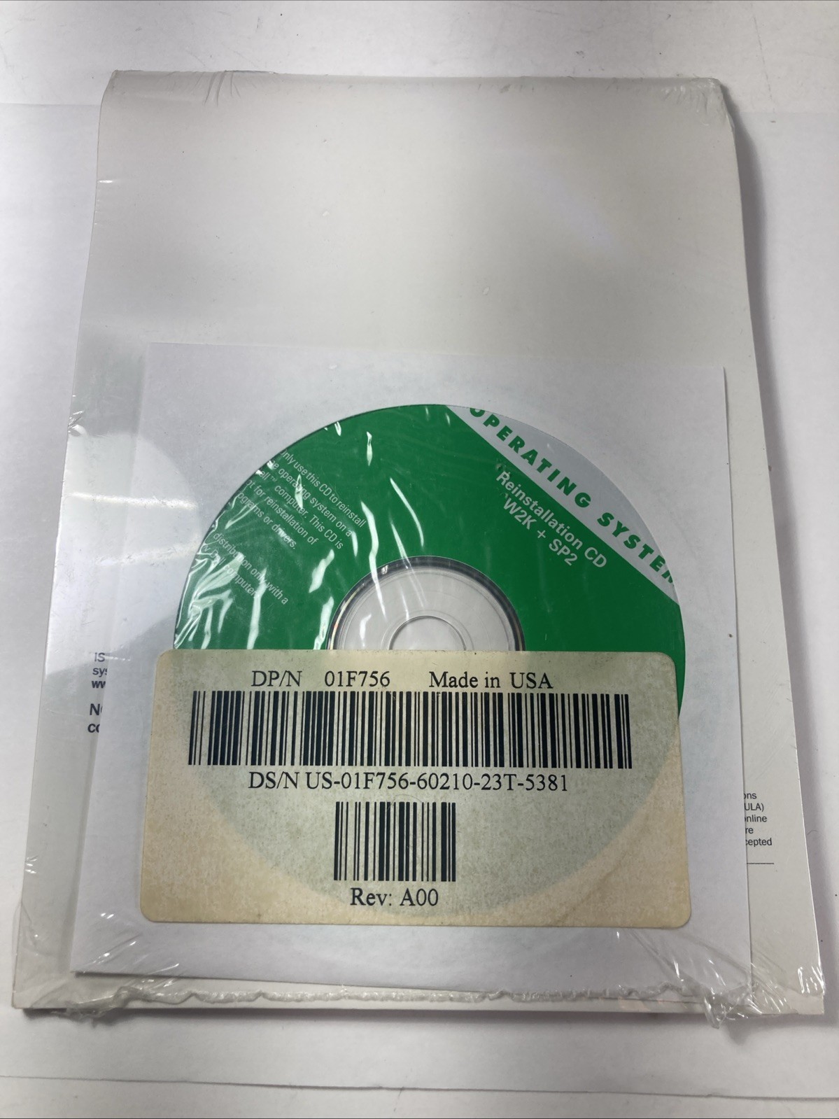 Dell Microsoft Windows 2000 Professional Reinstallation CD W2K+SP2 New Sealed