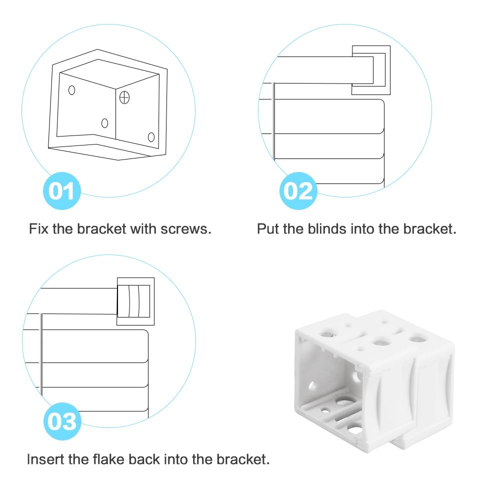 12 Pcs 1 Inch Blind Brackets Mini Blinds Box Mounting White