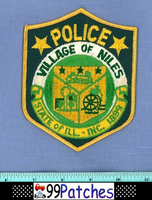 NILES VILLAGE (Old Vintage) ILLINOIS Police Patch MILL WATERMILL CHEESECLOTH 5E