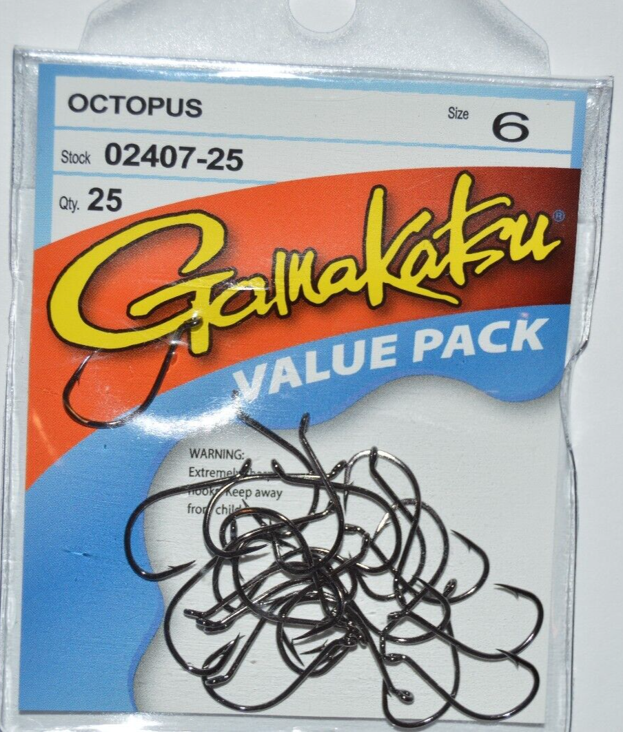 gamakatsu octopus hook size 6 25 per pack # 02407-25 value pack hooks