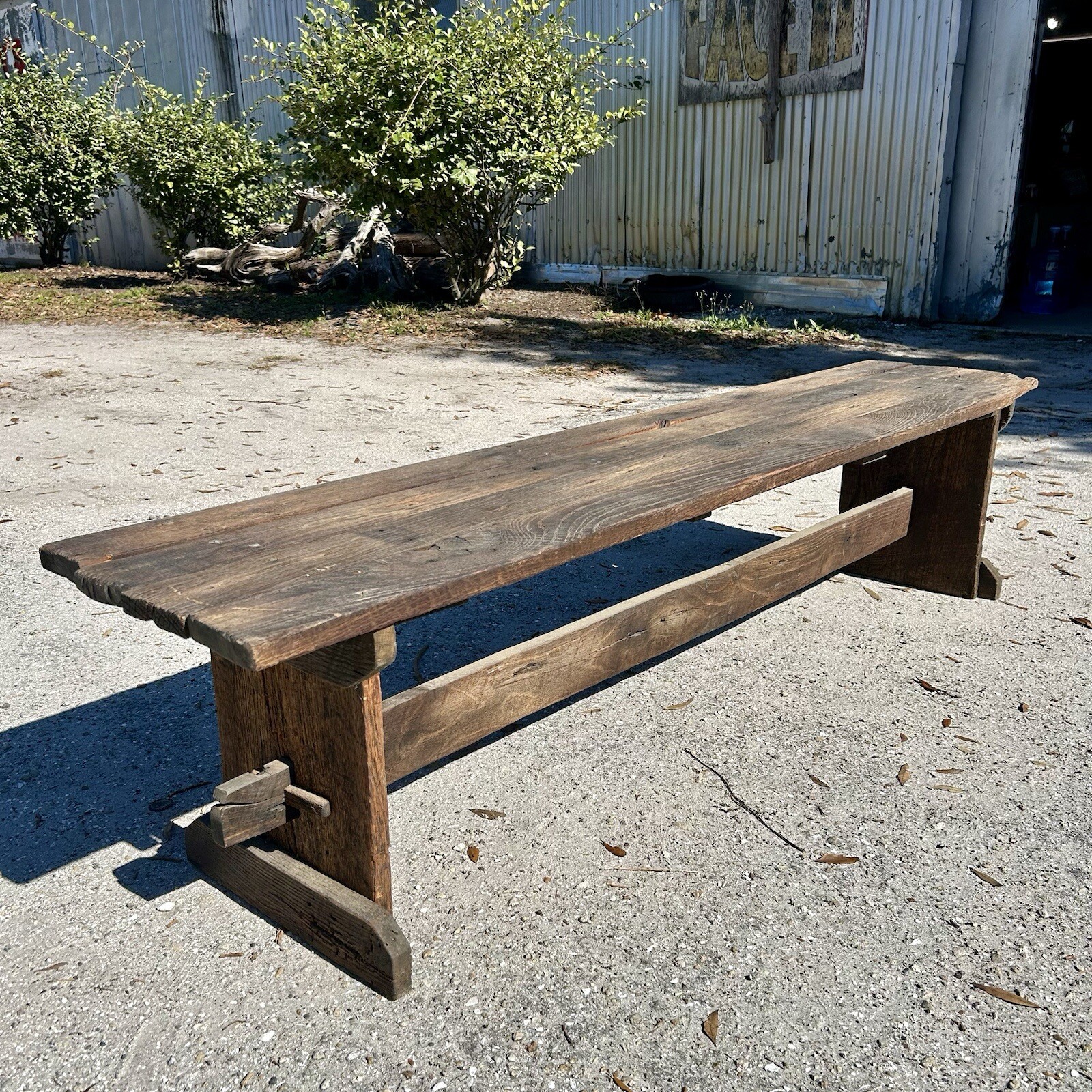 Rustic Barn-Wood Ash Harvest Bench