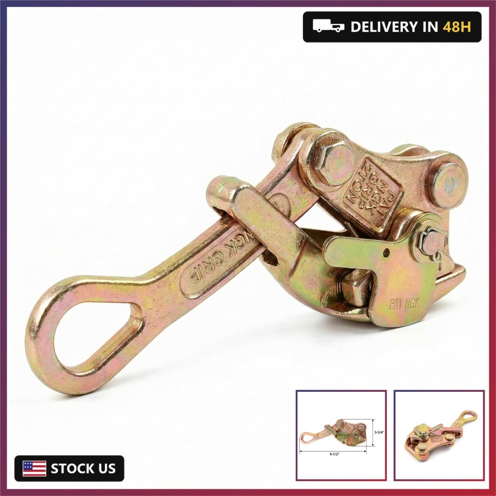 2 T Cable Grip Wire Grip Steel Rope Jaw Puller for Wire Rope, Pulling 4408 Lbs