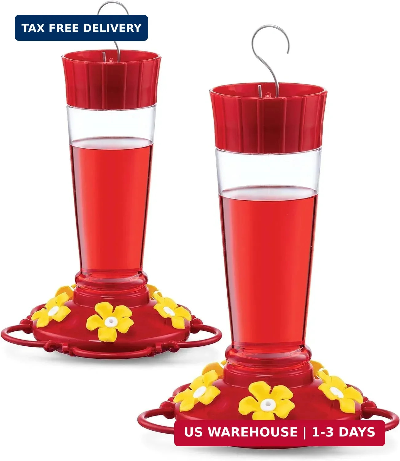 Hummingbird Feeder 10 oz [Set of 2] Plastic Hummingbird Feeders for Outdoors, wi