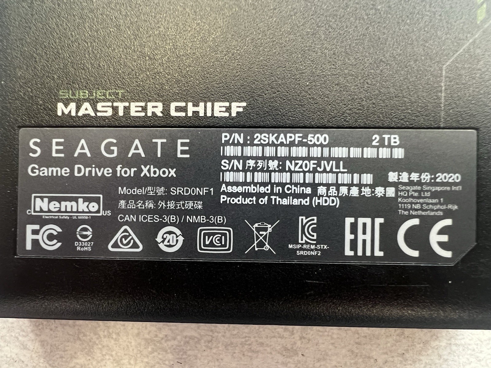 2TB Seagate Halo Master Chief Hard Drive For Xbox