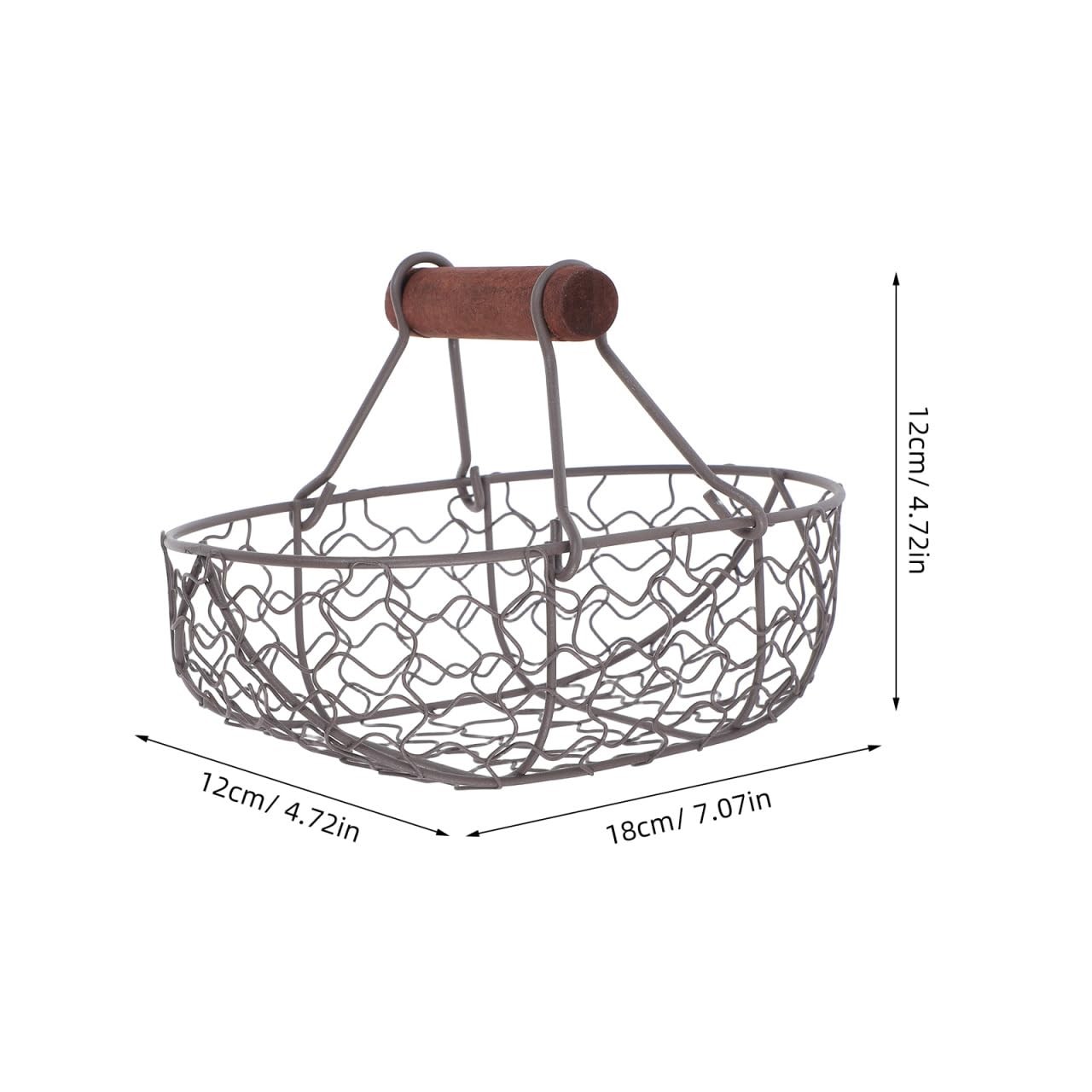 Vintage Metal Wire Egg Basket for Fresh Eggs with Handle Rustic Kitchen Stora...