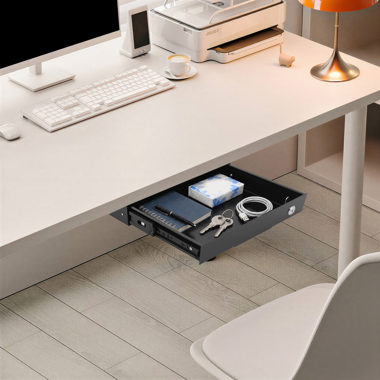 Under Desk Mounted Sliding Pull-out Drawer Drawer Storage Organizer For Office