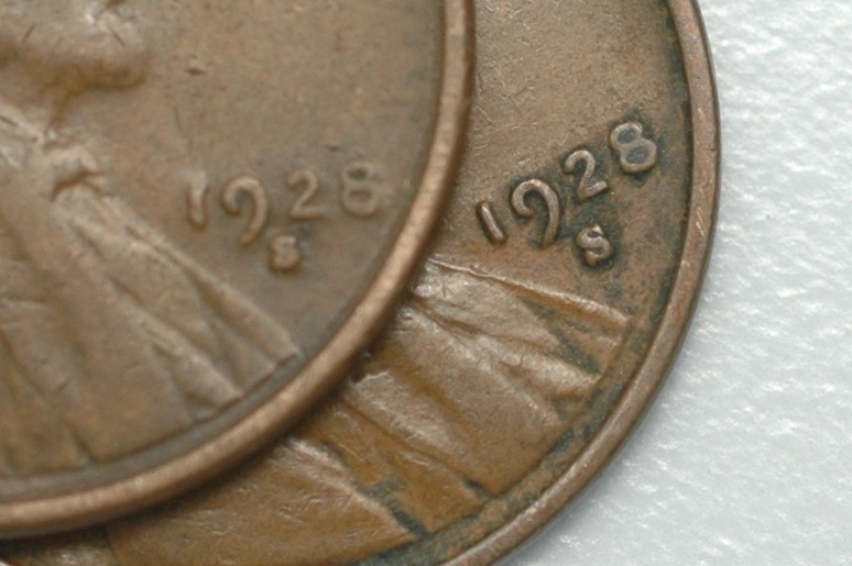 1928 Scarce Large S Variety with Normal Small S Exact Two Coins Shown