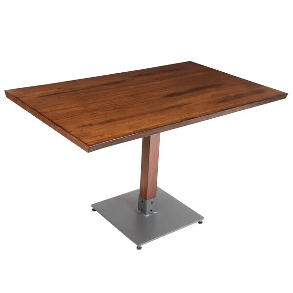 30" x 48" Rectangular Solid Wood Live Edge Restaurant Table Top in Walnut Wood